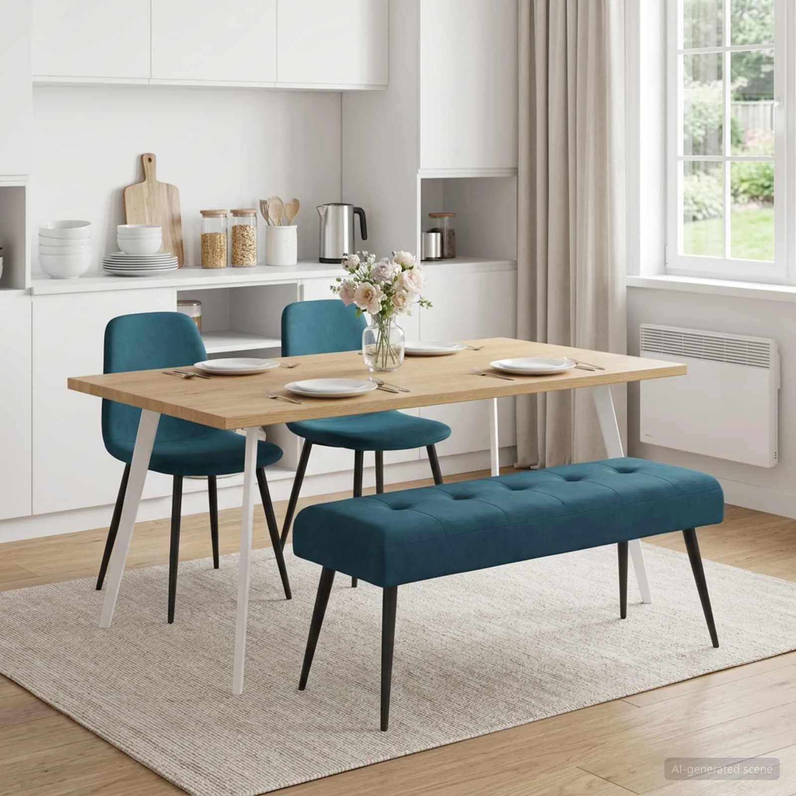 Klop s gumbnim oblazinjenjem Modra 110 x 40 x 46 cm Žamet