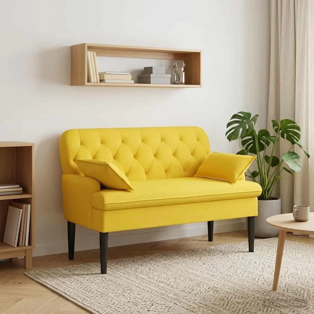 Dvojnica s gumbi Svetlo rumena 111 x 68 x 80 cm Blago