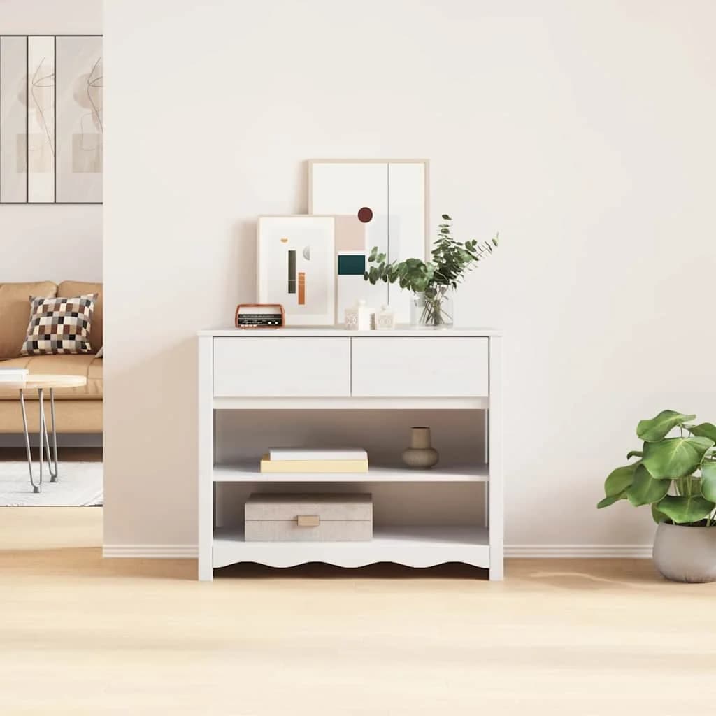 Konzolna miza Drammen Bela 89,5 x 37 x 73 cm Masivno borovo les - slika 4