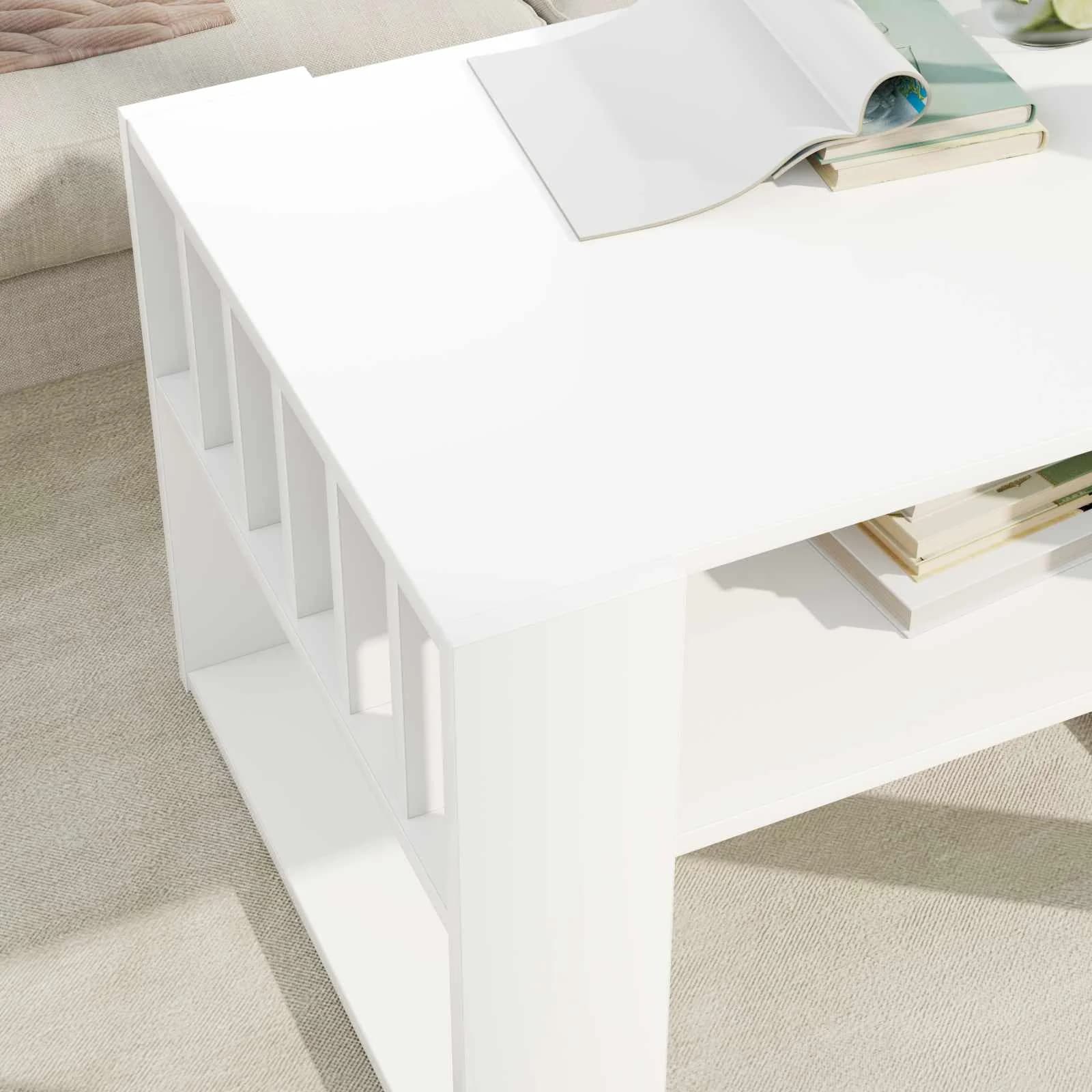 Klubska miza Bela 66 x 49,5 x 45 cm Inženirski les - slika 4