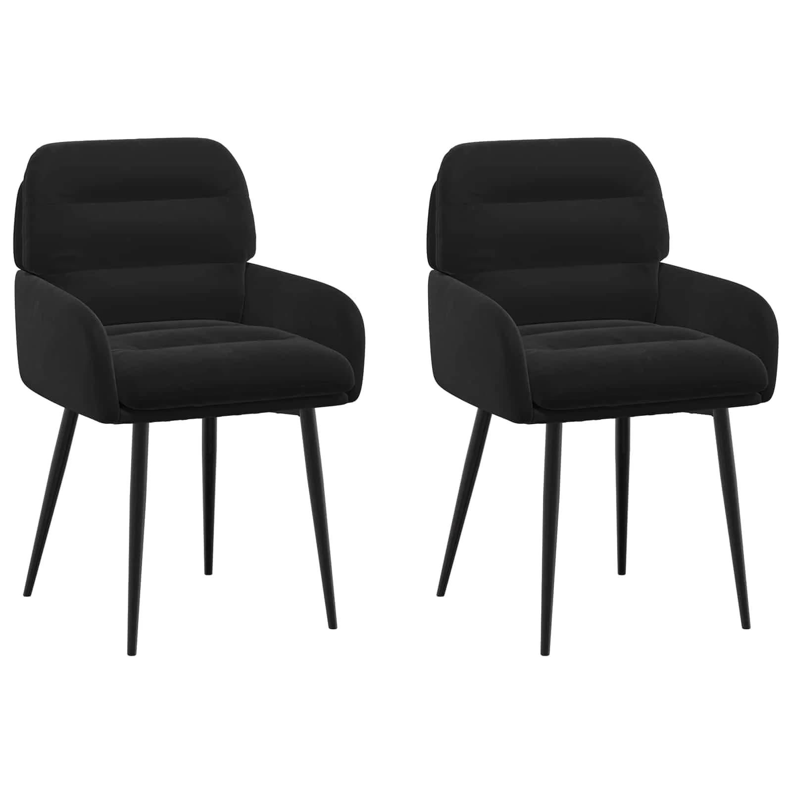 Jedilni stoli 2 kos Žamet Črna 59 x 59,5 x 90 cm - slika 2