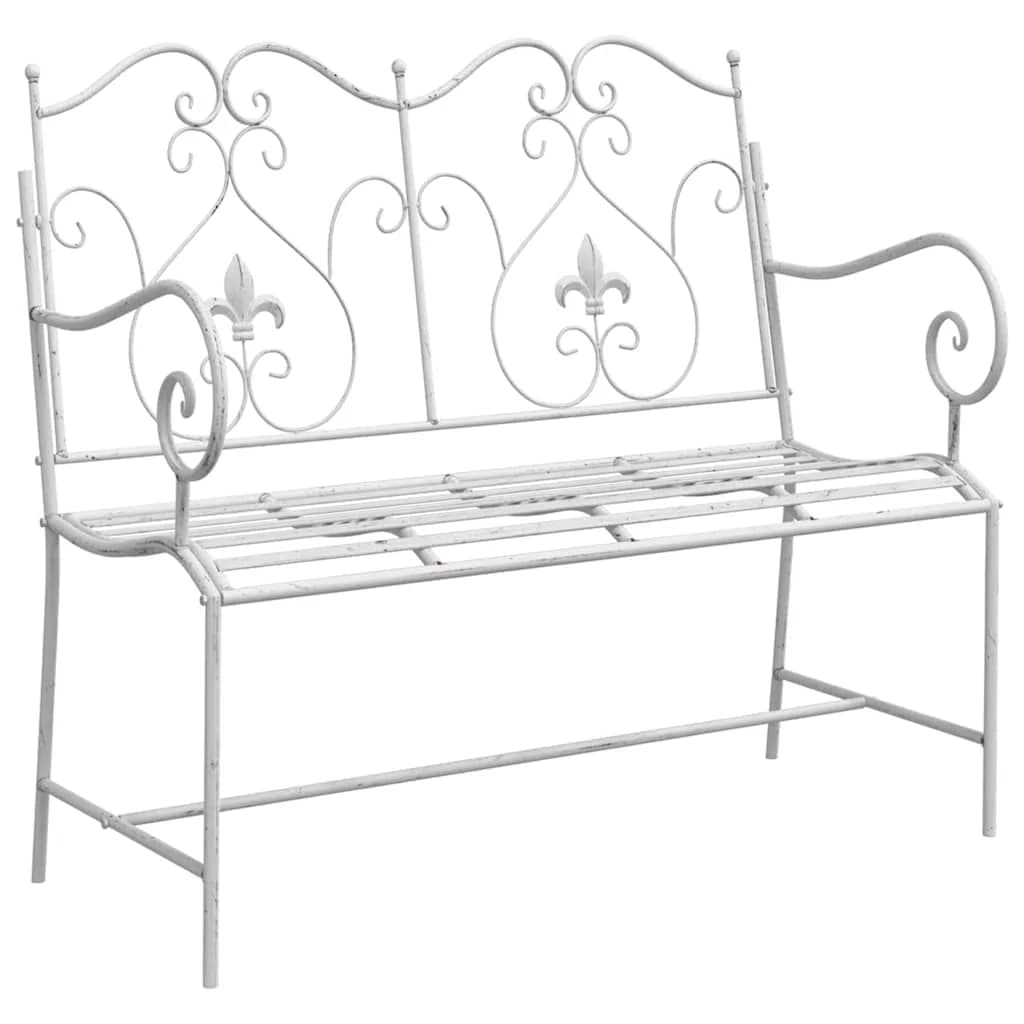 Vrtna klop Antik bela 104 x 54 x 93 cm Jeklo - slika 2