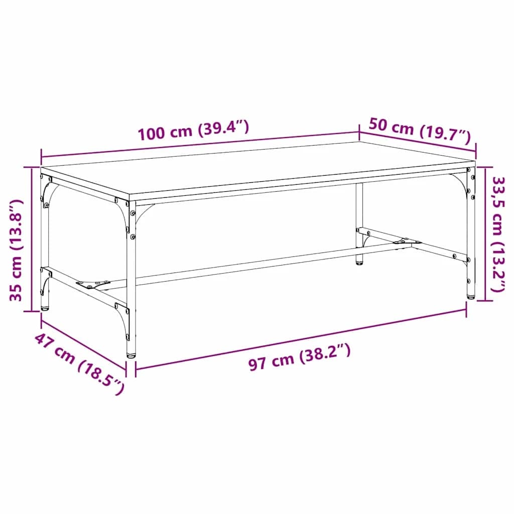 Klubska miza Umetni hrast 100 x 50 x 35 cm Inženirski les - slika 12