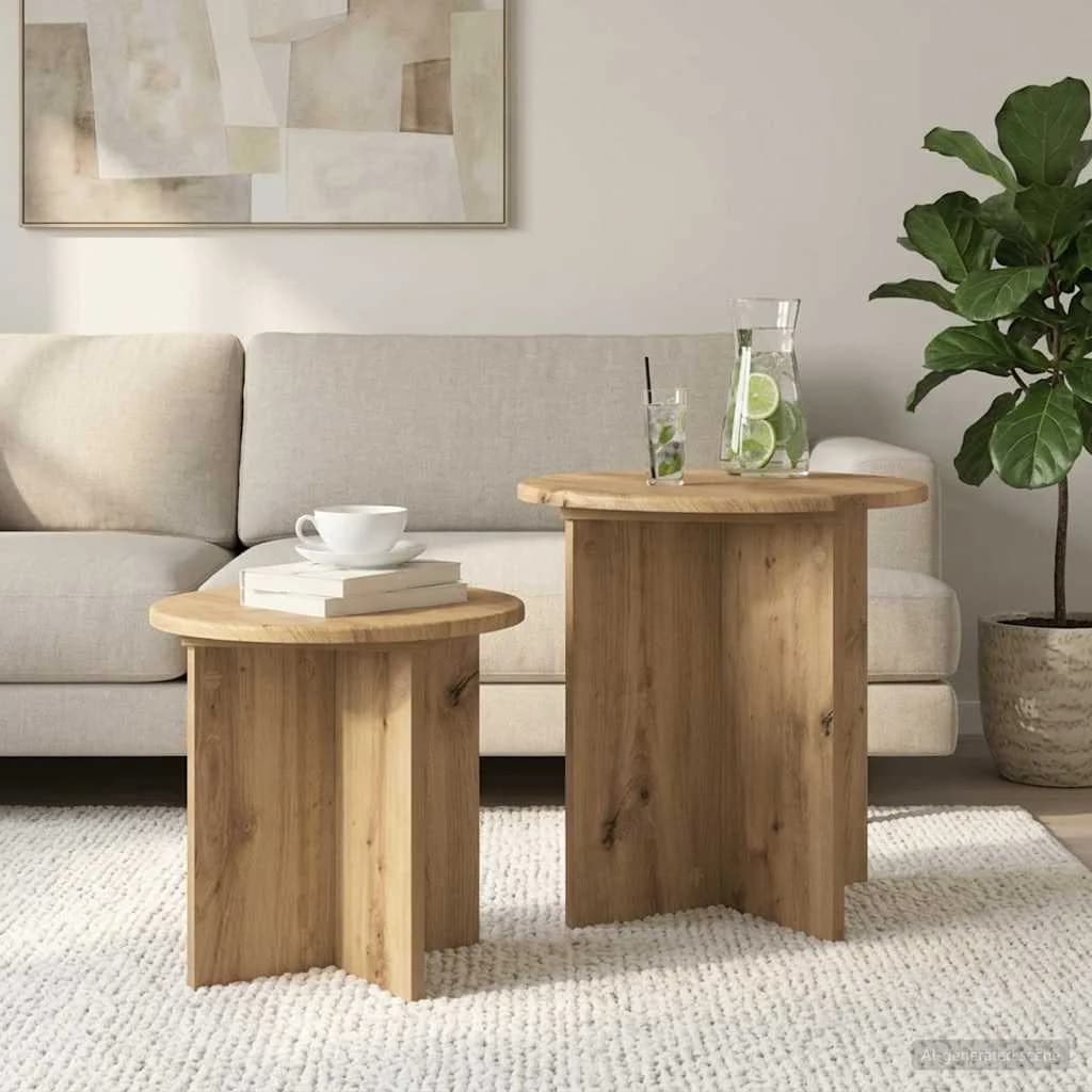 Komplet stranskih mizic 2 kos Artisan hrast Ø 45 x 45 cm - slika 4