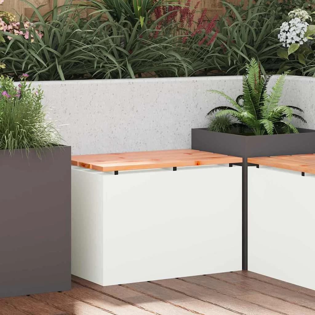 Vrtna klop Bela 60 x 40 x 43 cm Jeklo