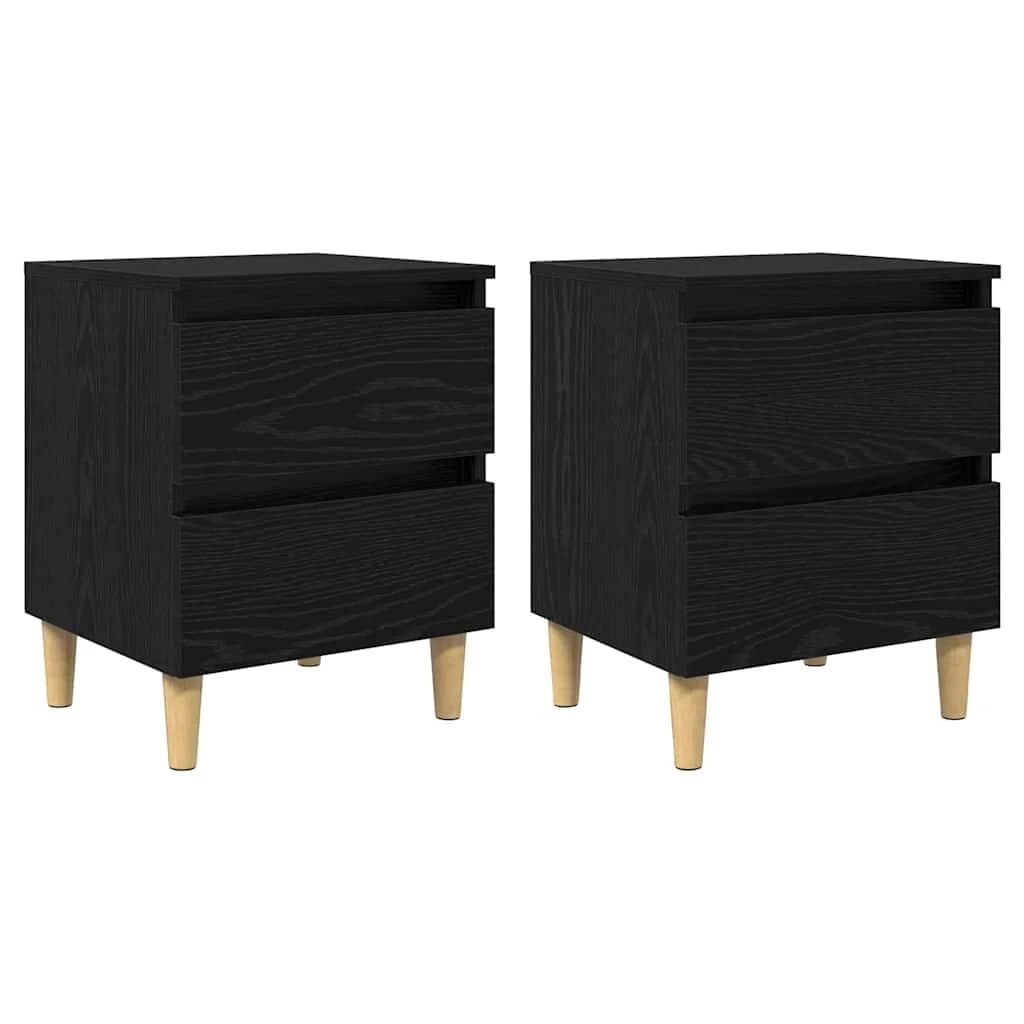 Posteljni omarici 2 kos Črna Orehovina 40 x 35 x 50 cm - slika 2