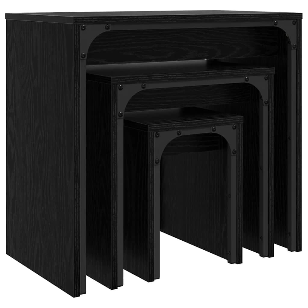 Klubska miza 3 kos Črna Orehovina 60 x 35 x 56 cm - slika 5