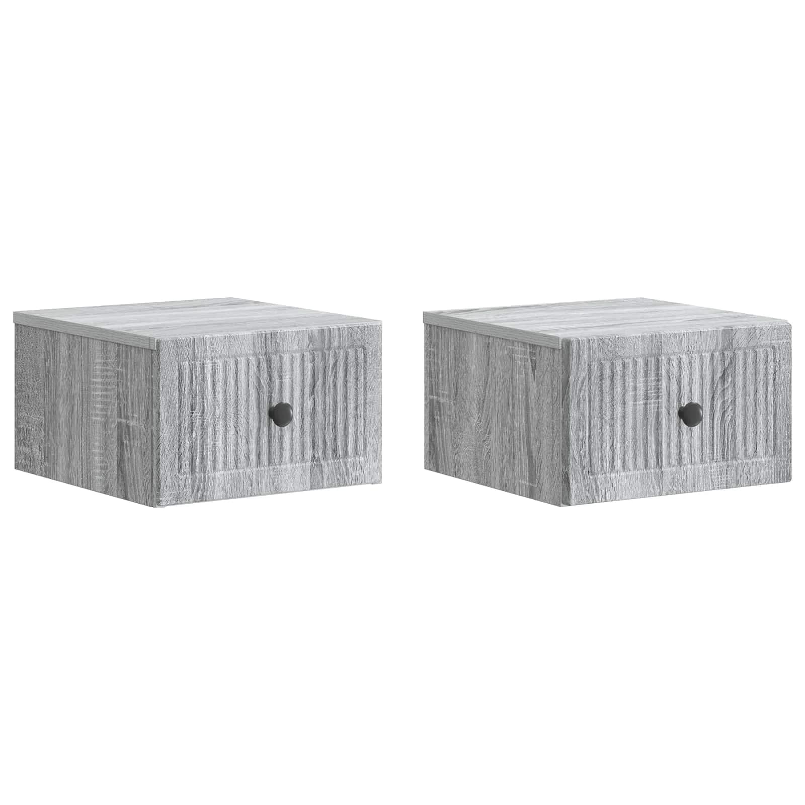 Stenski nočni omarici 2 kos Siva Sonoma 33 x 34,5 x 20 cm - slika 2