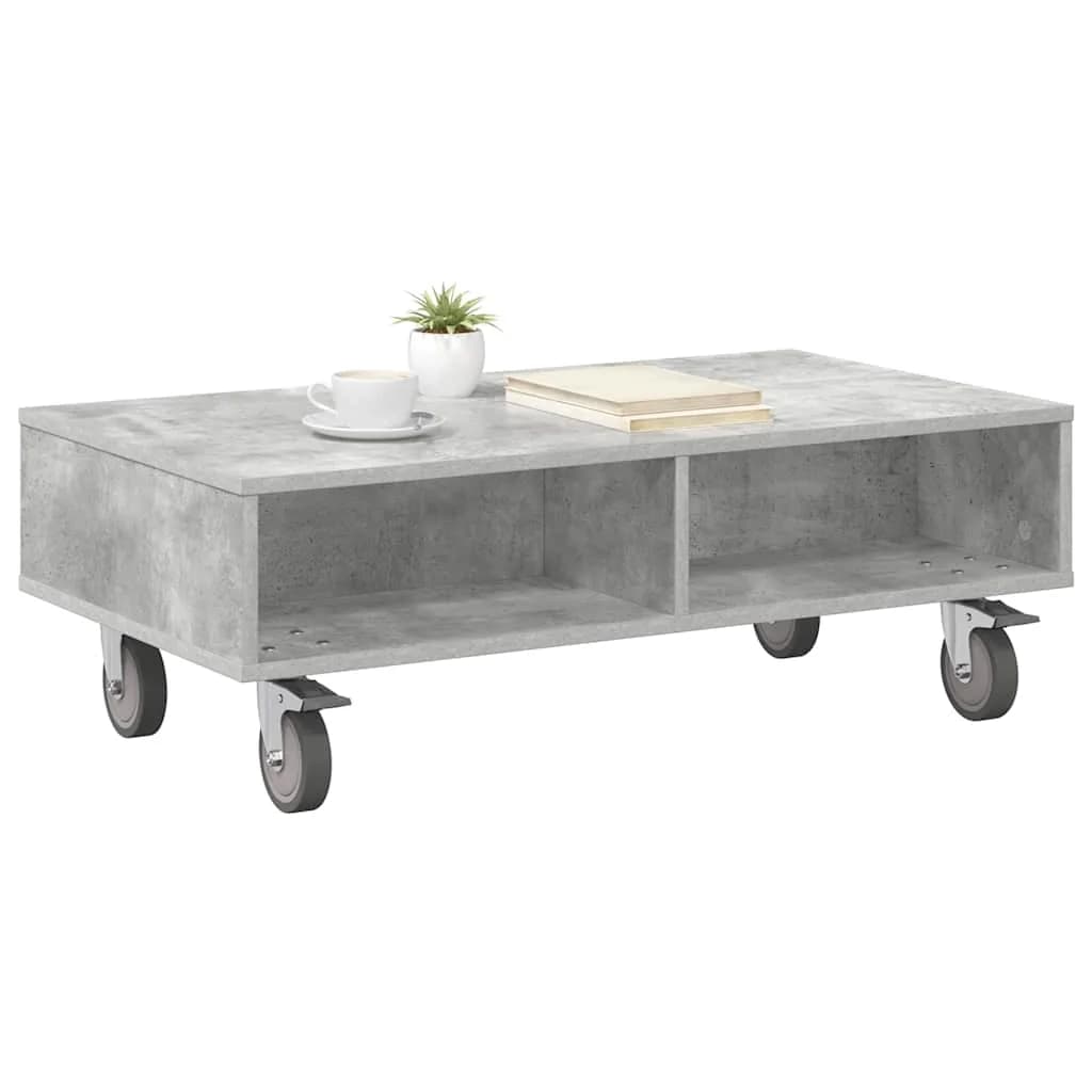 Stranska miza s kolesi Betonsko siva 90 x 50 x 30 cm - slika 3