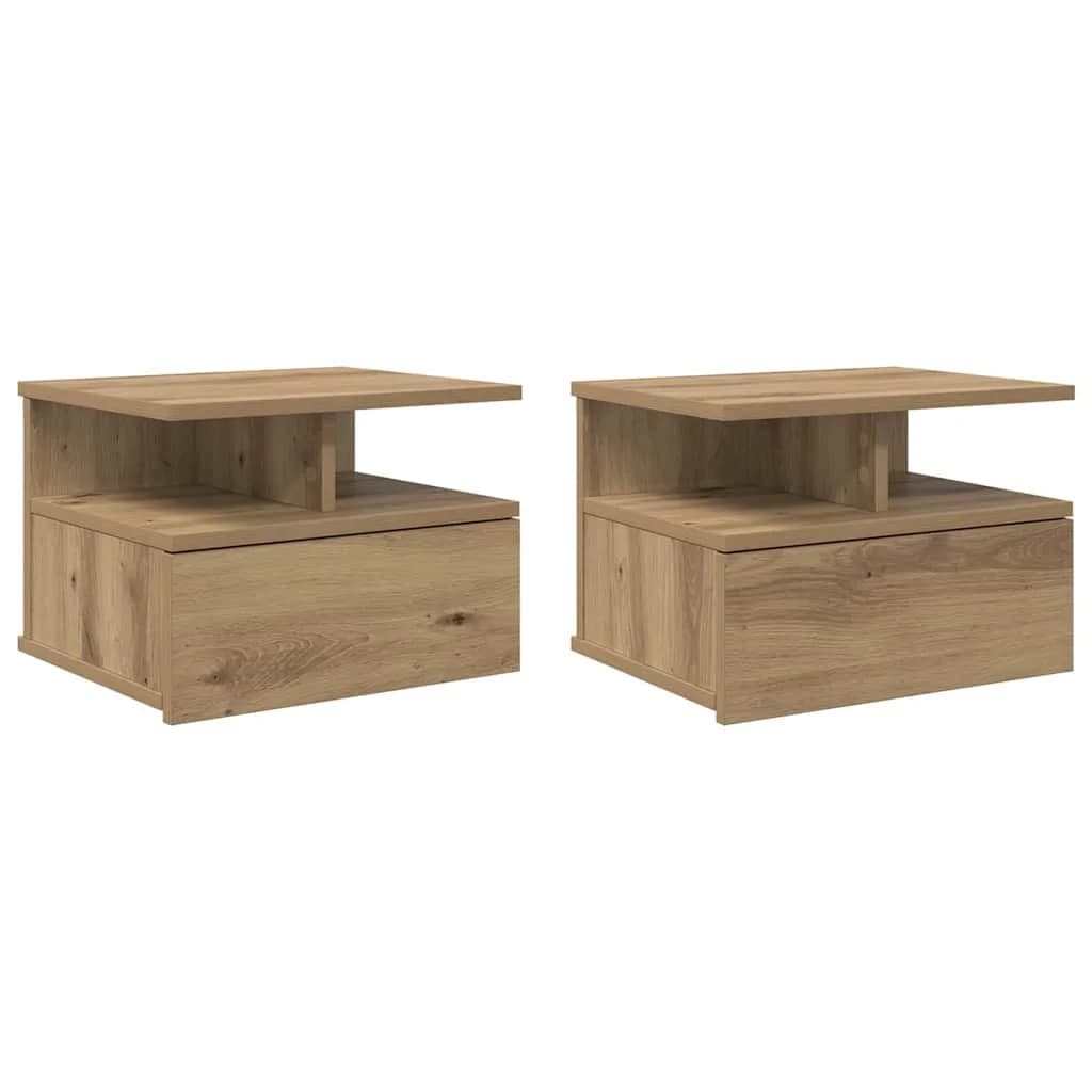 Plavajoča nočna omarica 2 kos Umetni hrast 40 x 31 x 28 cm - slika 2