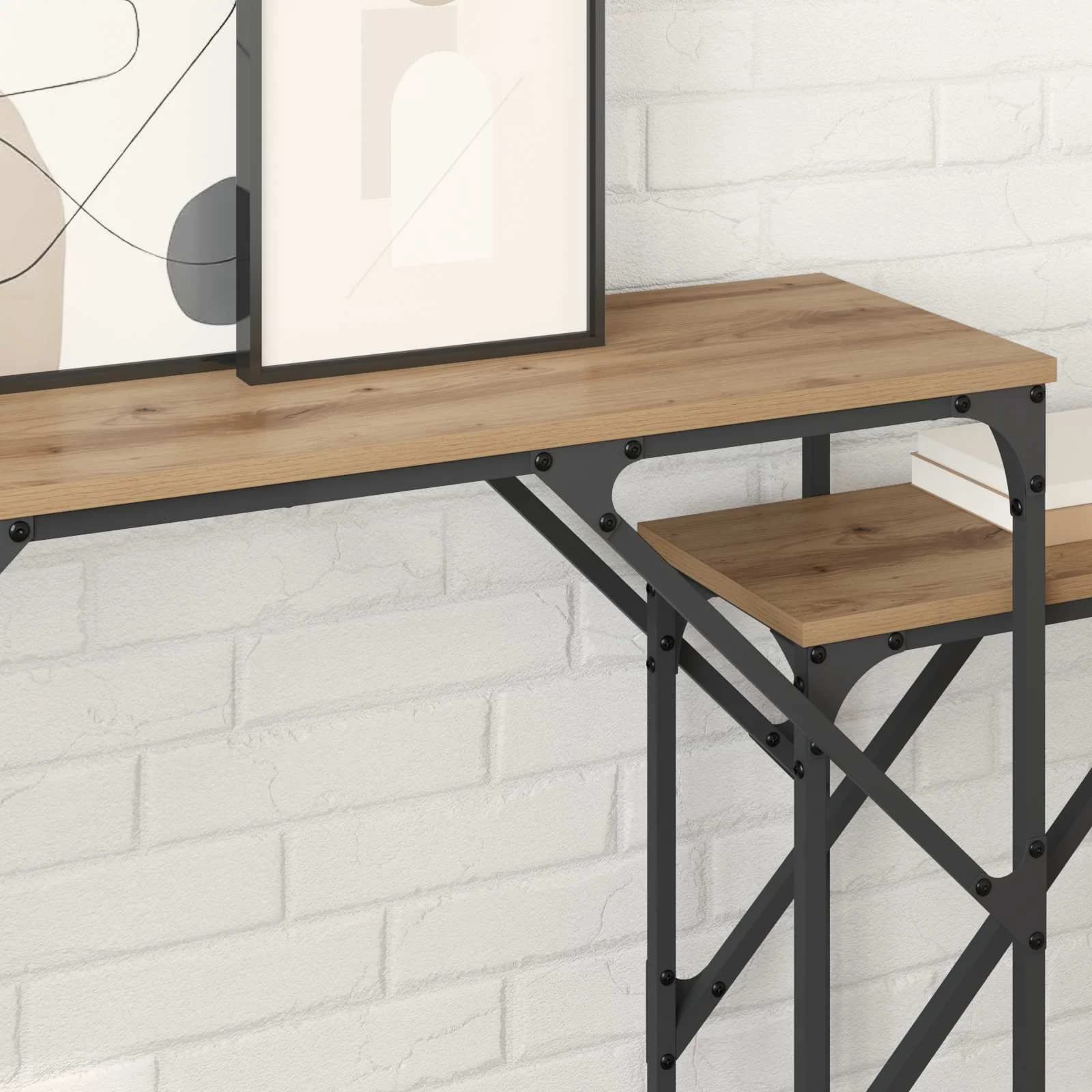 Konzolna miza 2 kos Umetni hrast 100 x 28 x 75 cm - slika 4