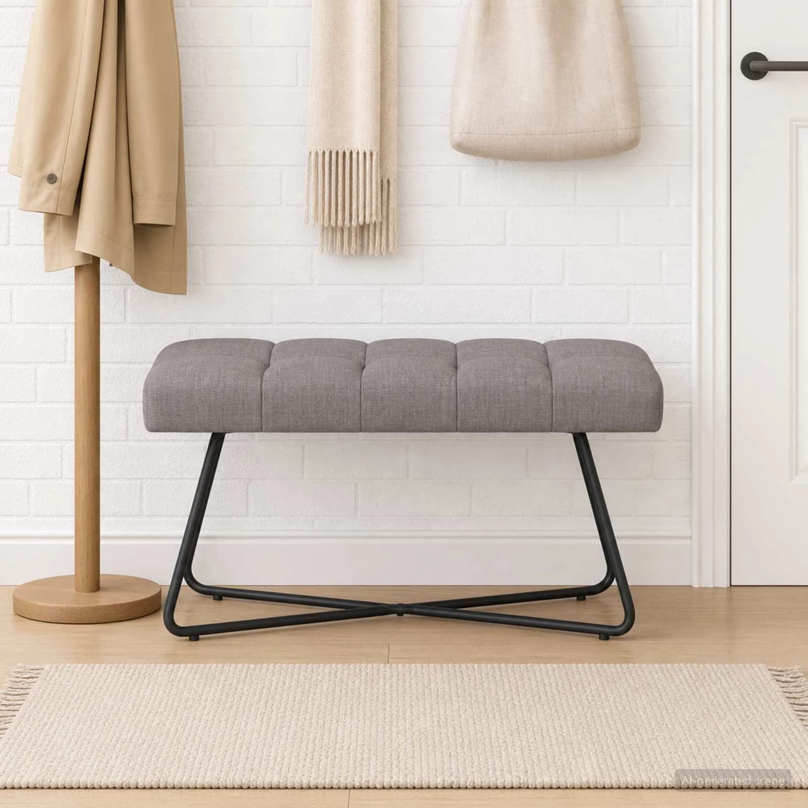 Klop s gumbnim oblazinjenjem Taupe 80 x 40 x 46 cm Blago - slika 4
