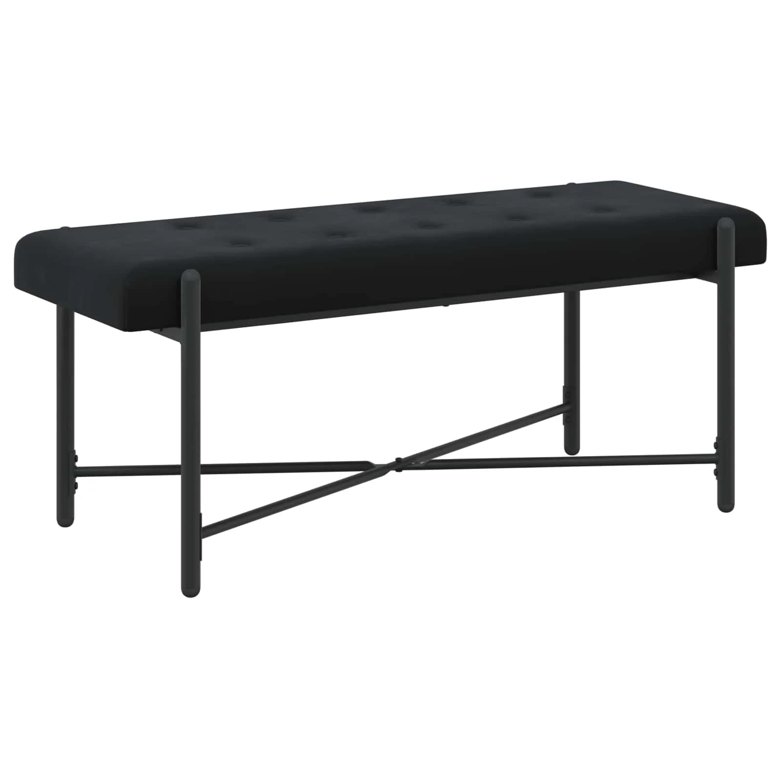 Klubska klop z gumbi in vzglavniki Črna 110 x 40 x 46 cm Žamet - slika 5