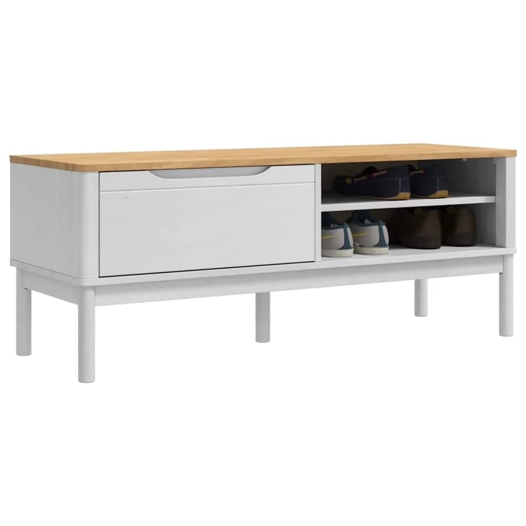 Klubska klop FLORO Bela 115 x 40 x 45 cm Masivno borovo les - slika 3