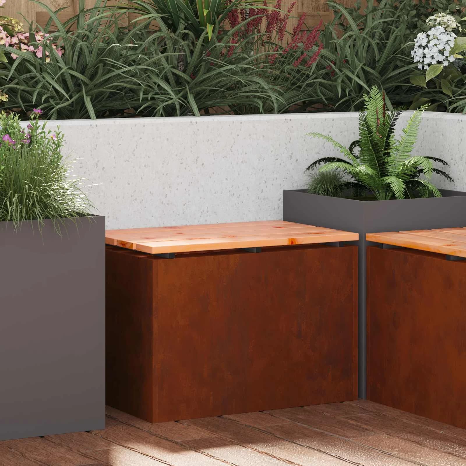 Vrtna klop 1 -Seater 60 x 40 x 43 cm Odporno jeklo Rjav