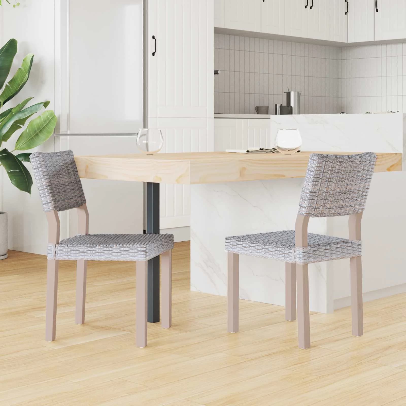 Jedilni stol 2 kos Kubu rattan Bela pranja 46 x 55 x 84 cm - slika 3