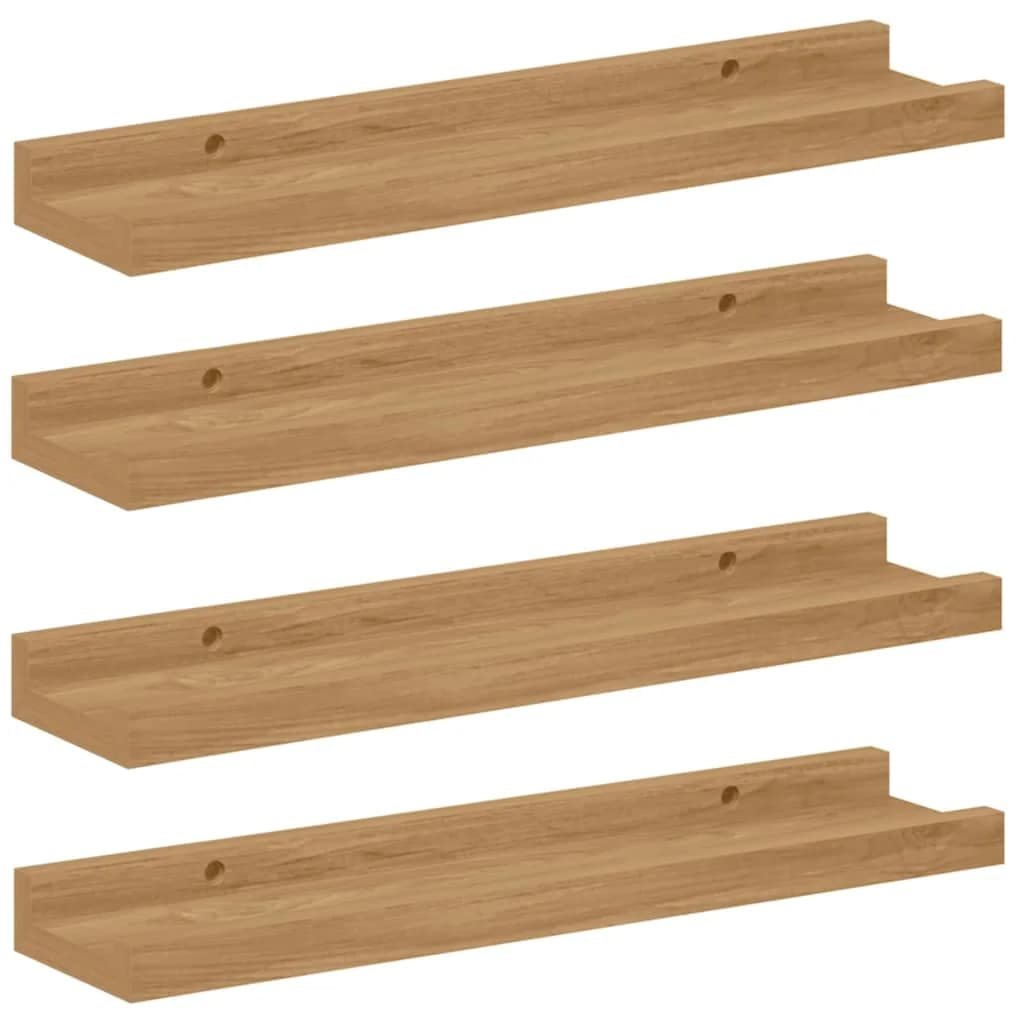 Stenska polica Montaža za steno 4 kos Rjava 40 x 9 x 3 cm - slika 2