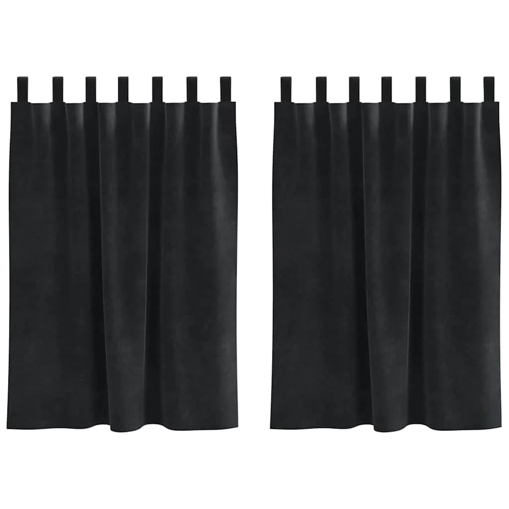 Zatemnitvene zavese 2 kos Črna 140 x 140 cm Žamet - slika 2