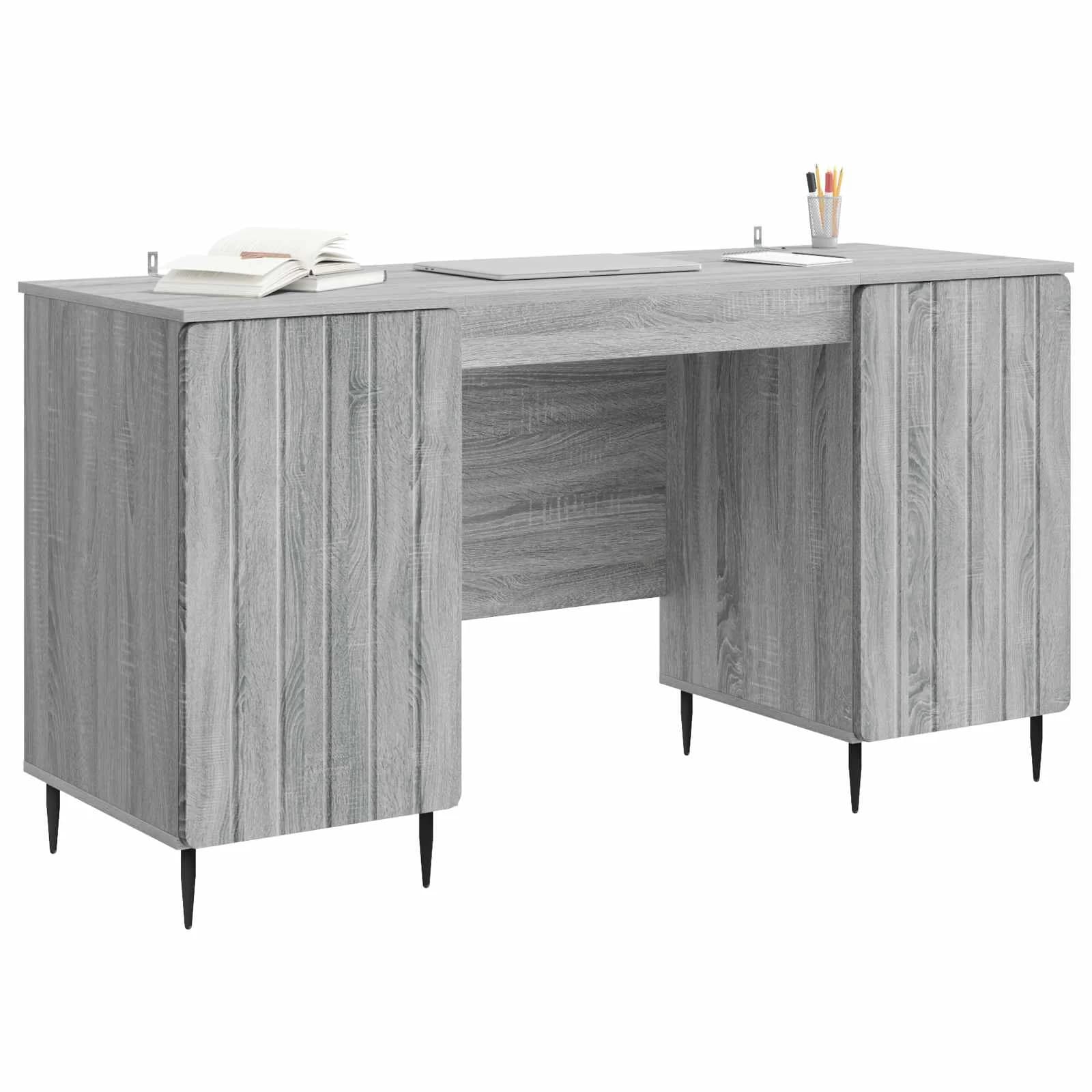 Miza s polico Siva Sonoma 142,5 x 50 x 75 cm Inženirski les - slika 3