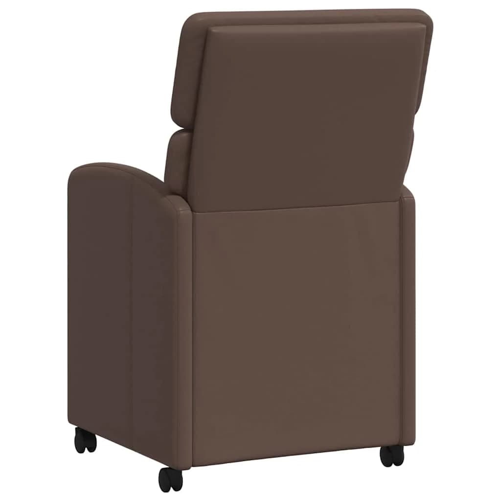 Jedilni stoli s kolesi 2 kos Umetna koža Rjava 58 x 65 x 98 cm - slika 6