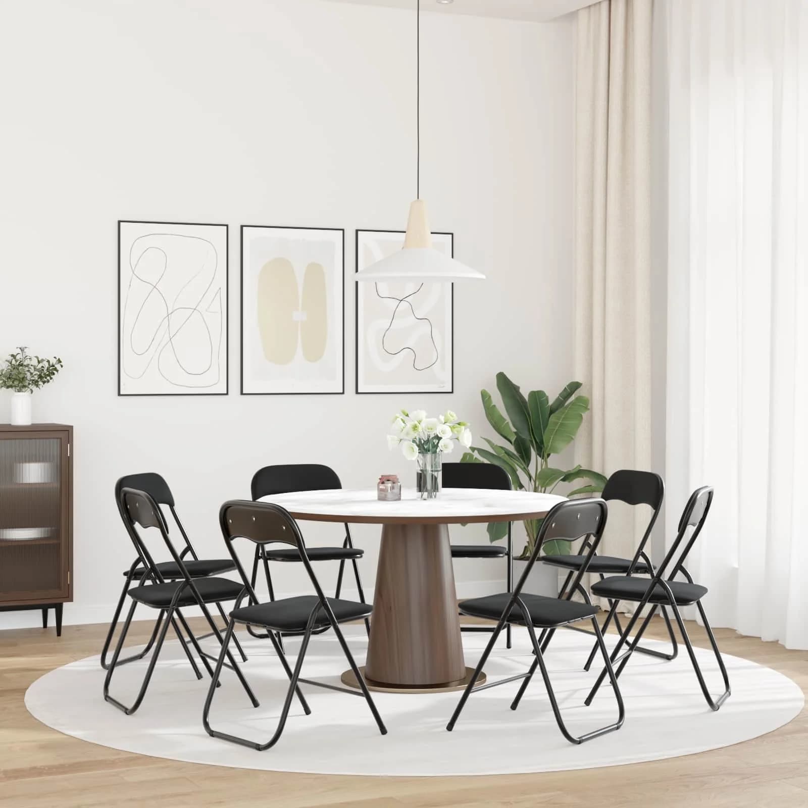 Zložljiva stolica 8 kos Žamet Črna 48 x 44 x 78 cm - slika 4
