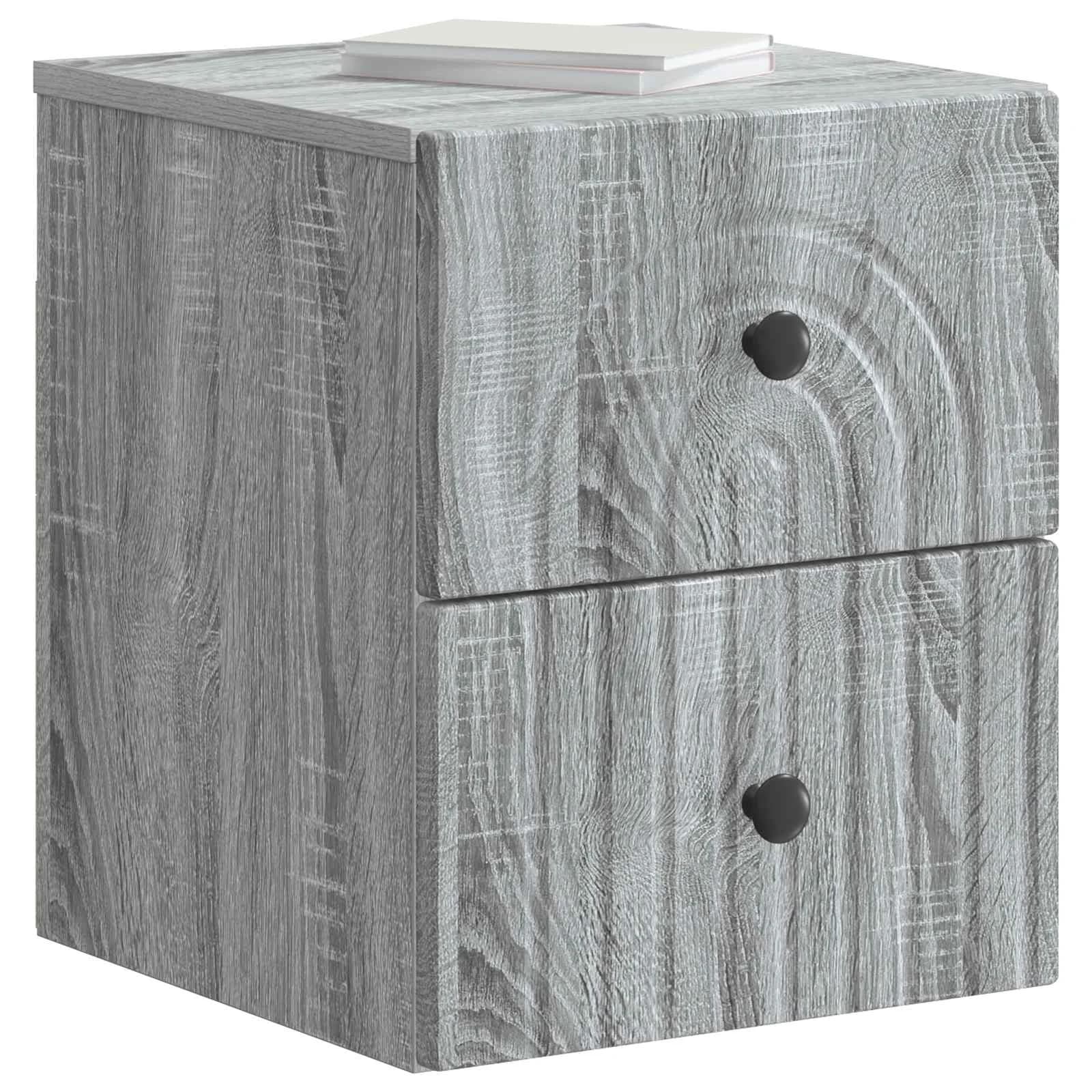 Stenski nočni omarici s predalom Siva Sonoma 33 x 34,5 x 40 cm - slika 3