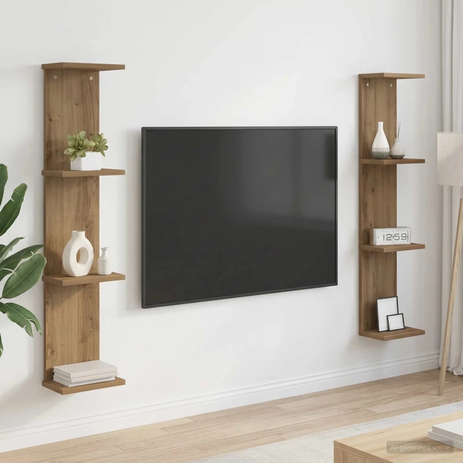 Stenska polica 2 kos Artisan hrast 22 x 15 x 100 cm
