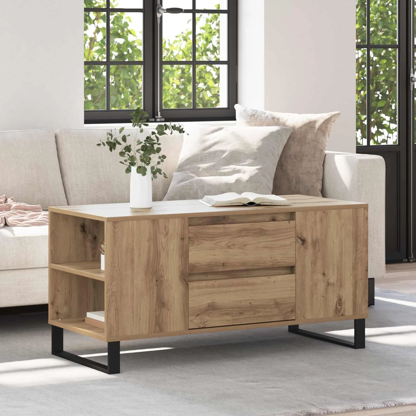 Klubska miza Umetni hrast 102 x 44,5 x 50 cm Inženirski les