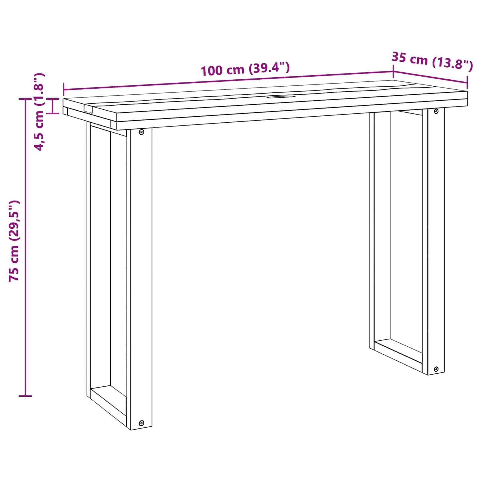 Konzolna miza Rjava 100 x 35 x 75 cm Trden tikov les - slika 7