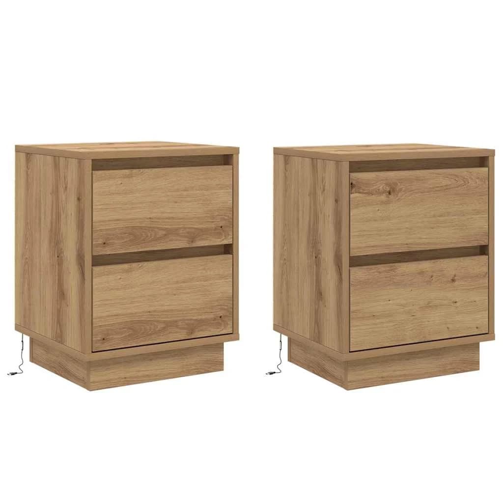 Nočna omarica 2 kos Umetni hrast 39 x 34,5 x 50 cm - slika 2
