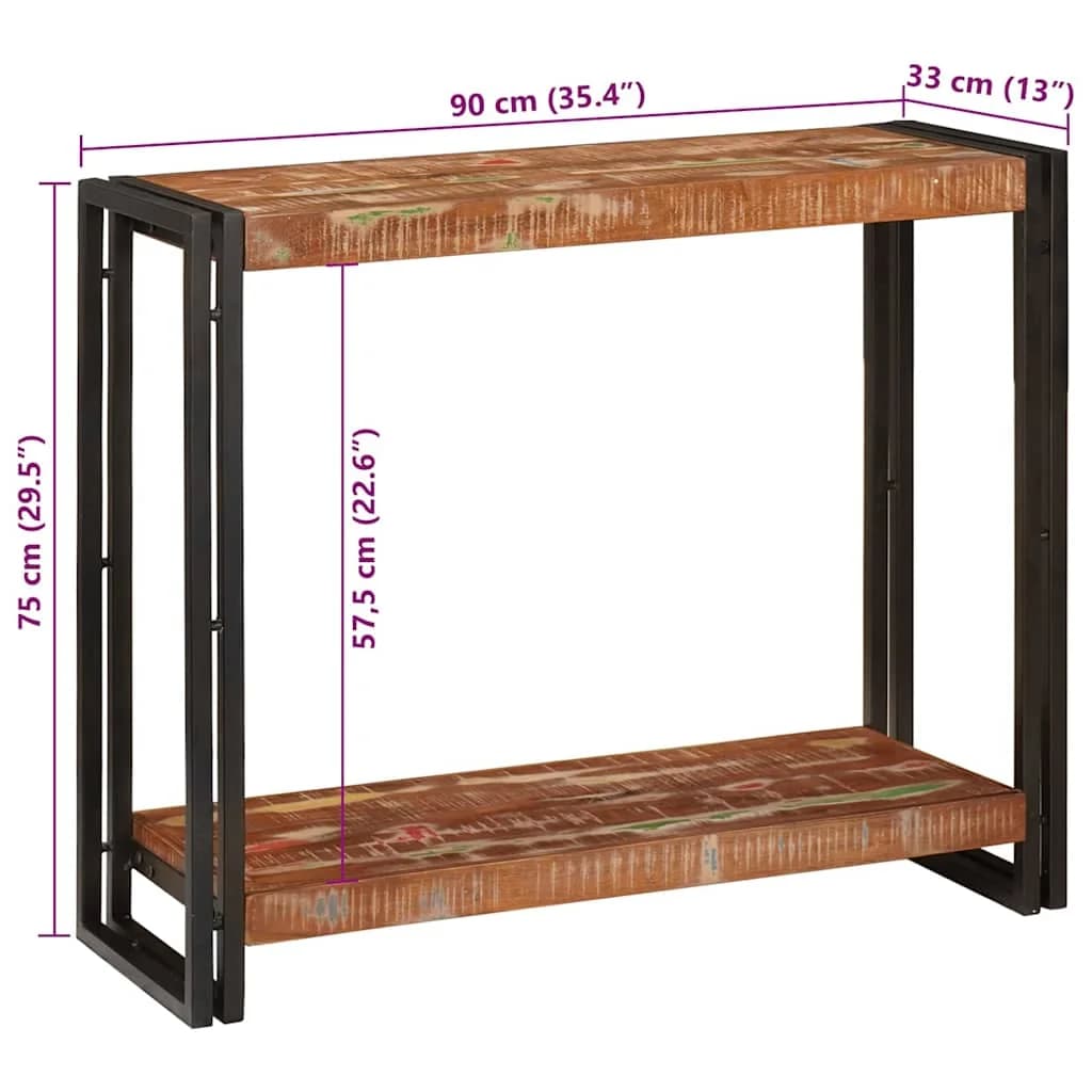 Konzolna miza večbarvno 90 x 33 x 75 cm Trdna obnovljena les - slika 10