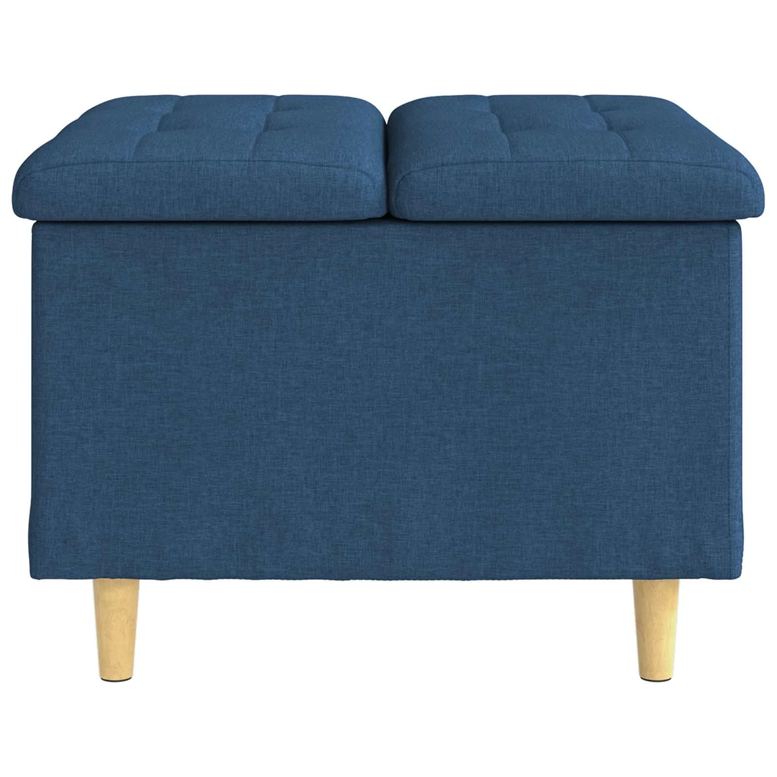 Shranjevalna tabureta z blazino Modra 60 x 60 x 45 cm blago - slika 5