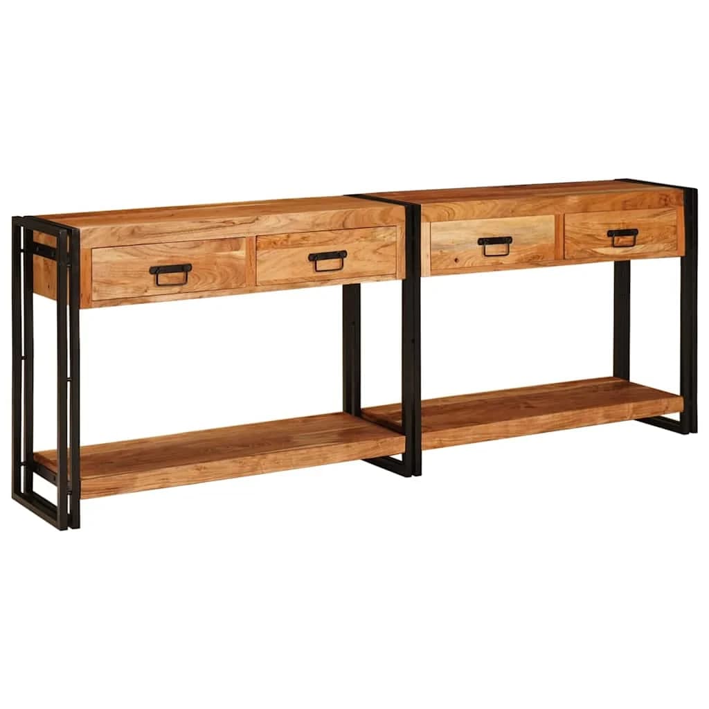 Konzolne mizice 2 kos Rjava 200 x 33 x 75 cm - slika 2