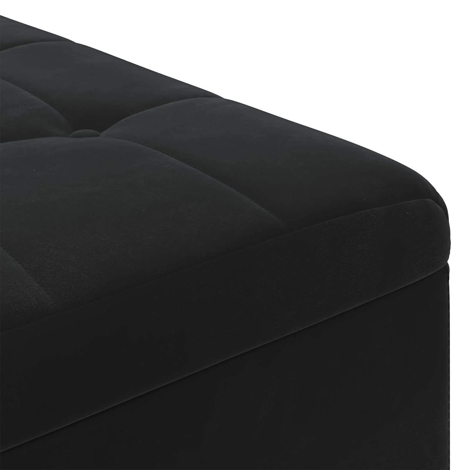 Shranjevalna tabureta z blazino Črna 80 x 80 x 45 cm Žamet - slika 7