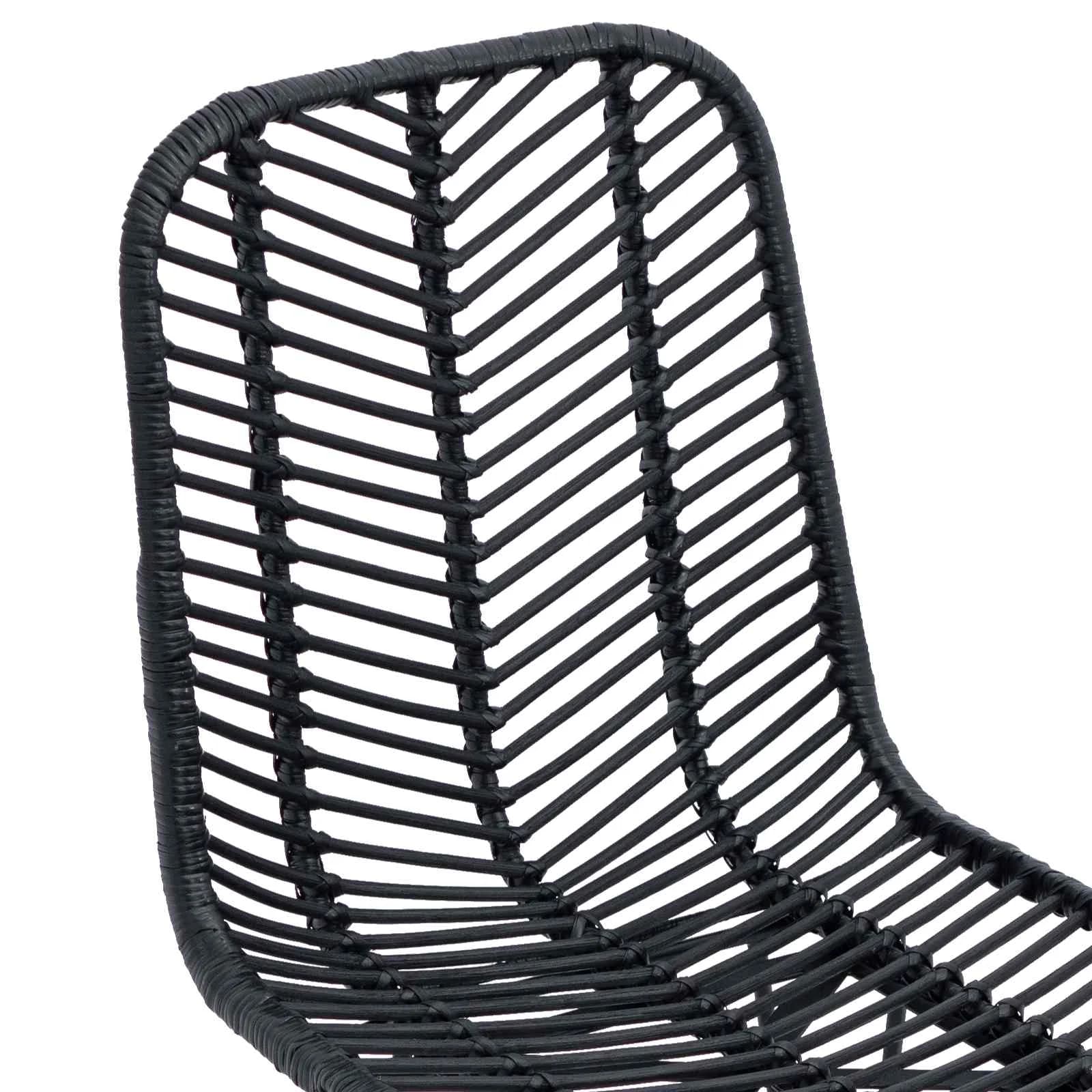 Jedilni stol 2 kos Ratan in železo Črna 44,5 x 54,5 x 85 cm - slika 8