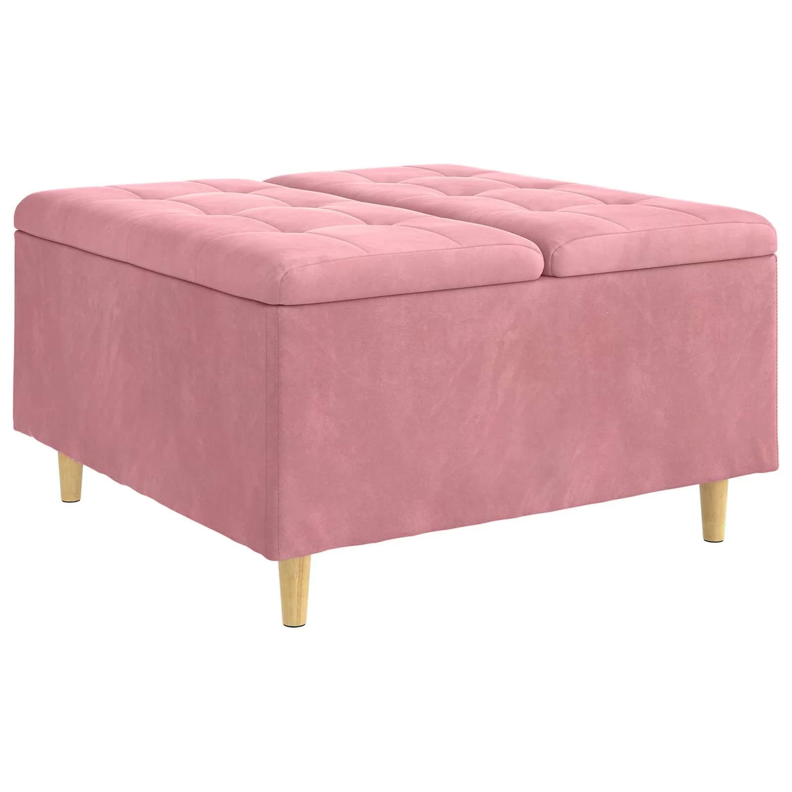 Shranjevalna tabureta z blazino Roza 80 x 80 x 45 cm Žamet - slika 2
