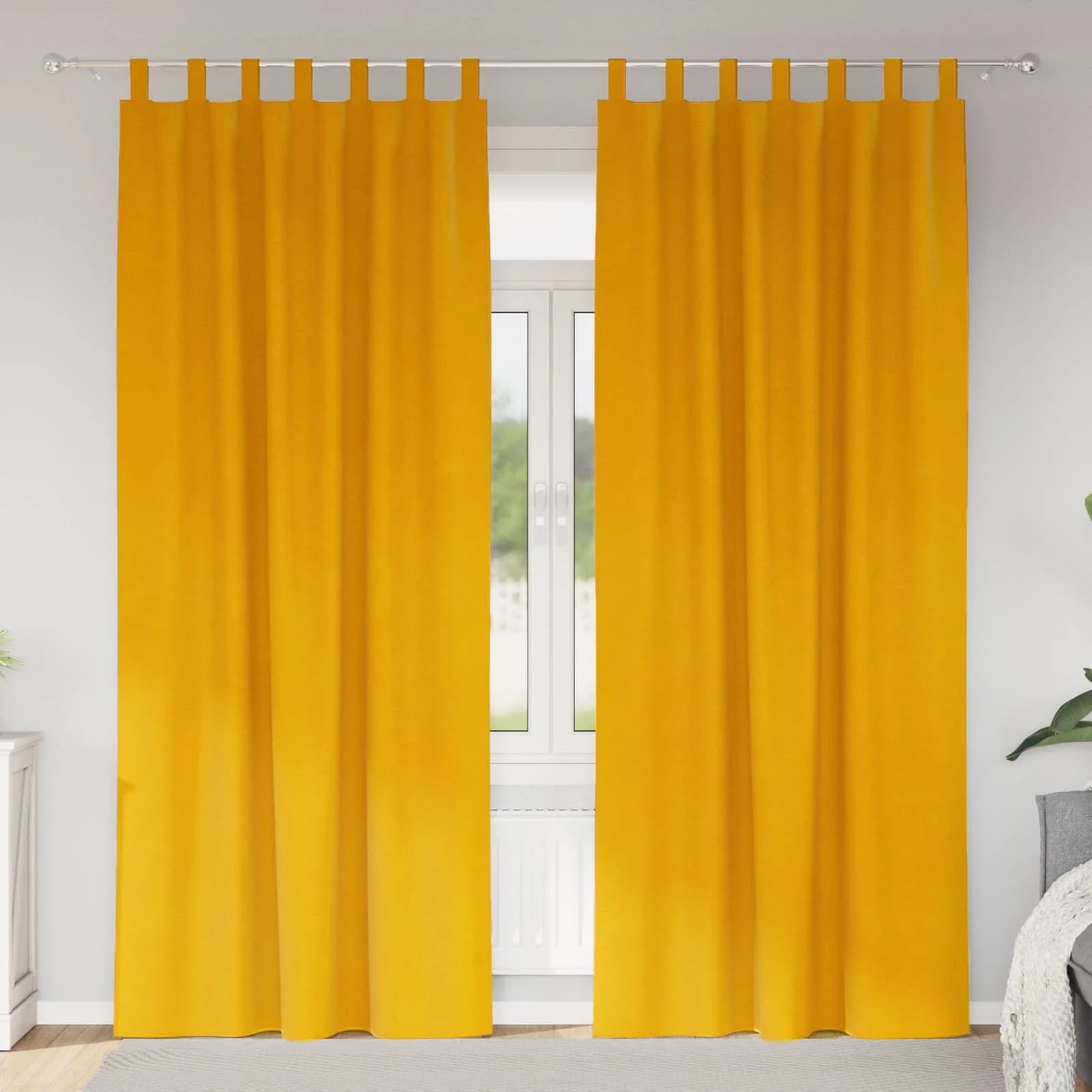 Zatemnitvene zavese 2 kos Gorčična rumena 140 x 225 cm Žamet