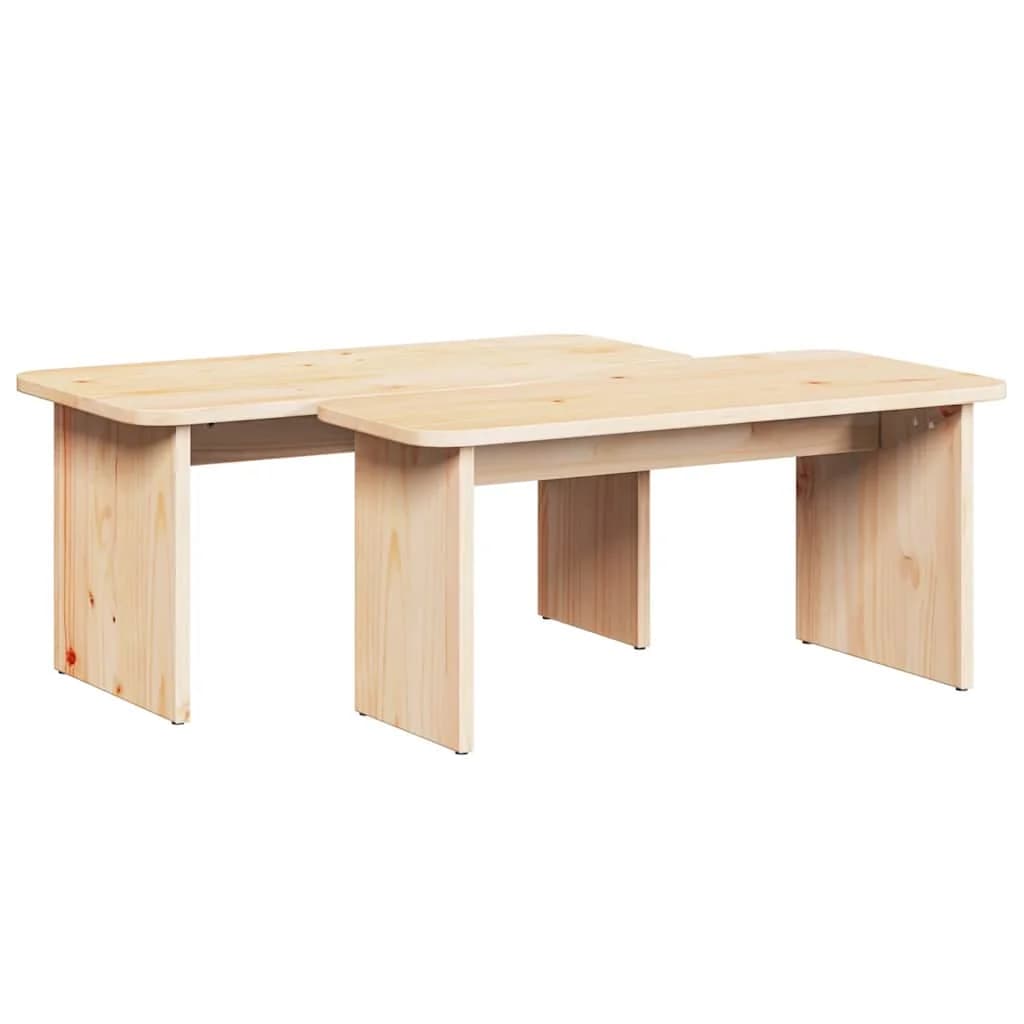 Klubska miza 2 kos Naravna 100 x 69 x 35,5 cm Trdna borovina - slika 11