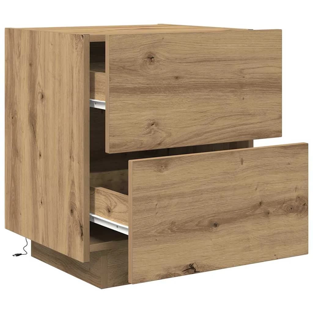 Nočna omarica 2 kos Umetni hrast 45 x 40 x 55 cm Inženirski les - slika 6