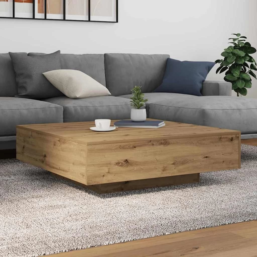 Kavna mizica z LED trakovi Artisan hrast 100 x 100 x 31 cm