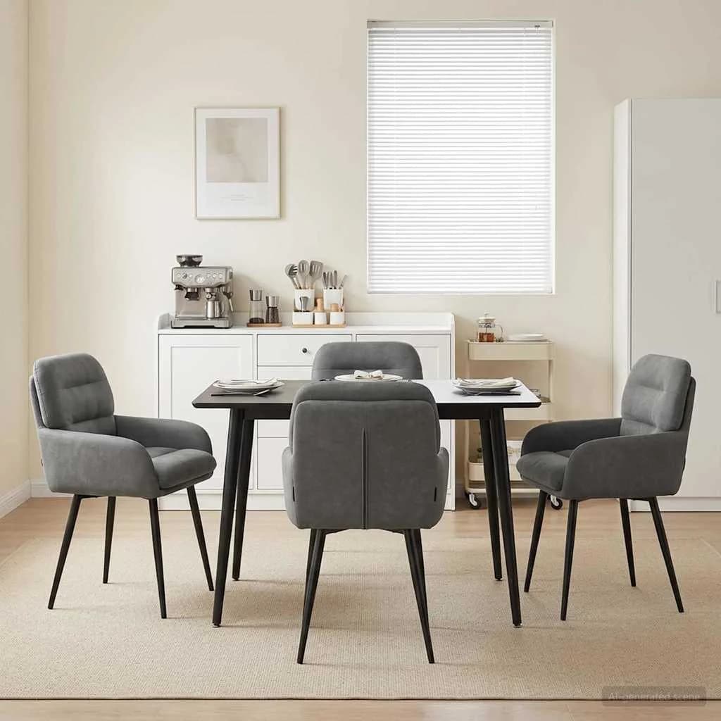 Jedilni stoli 4 kos Žamet Temno siva 59 x 59,5 x 90 cm