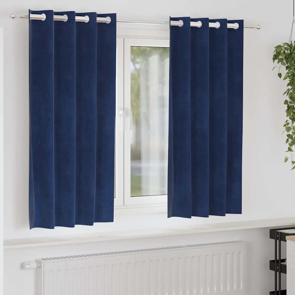 Zatemnitvene zavese 2 kos Temno modra 140 x 175 cm Žamet