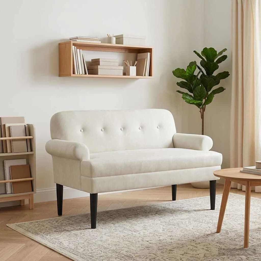 Dvojnica s gumbi Krem 120 x 66 x 78 cm Žamet