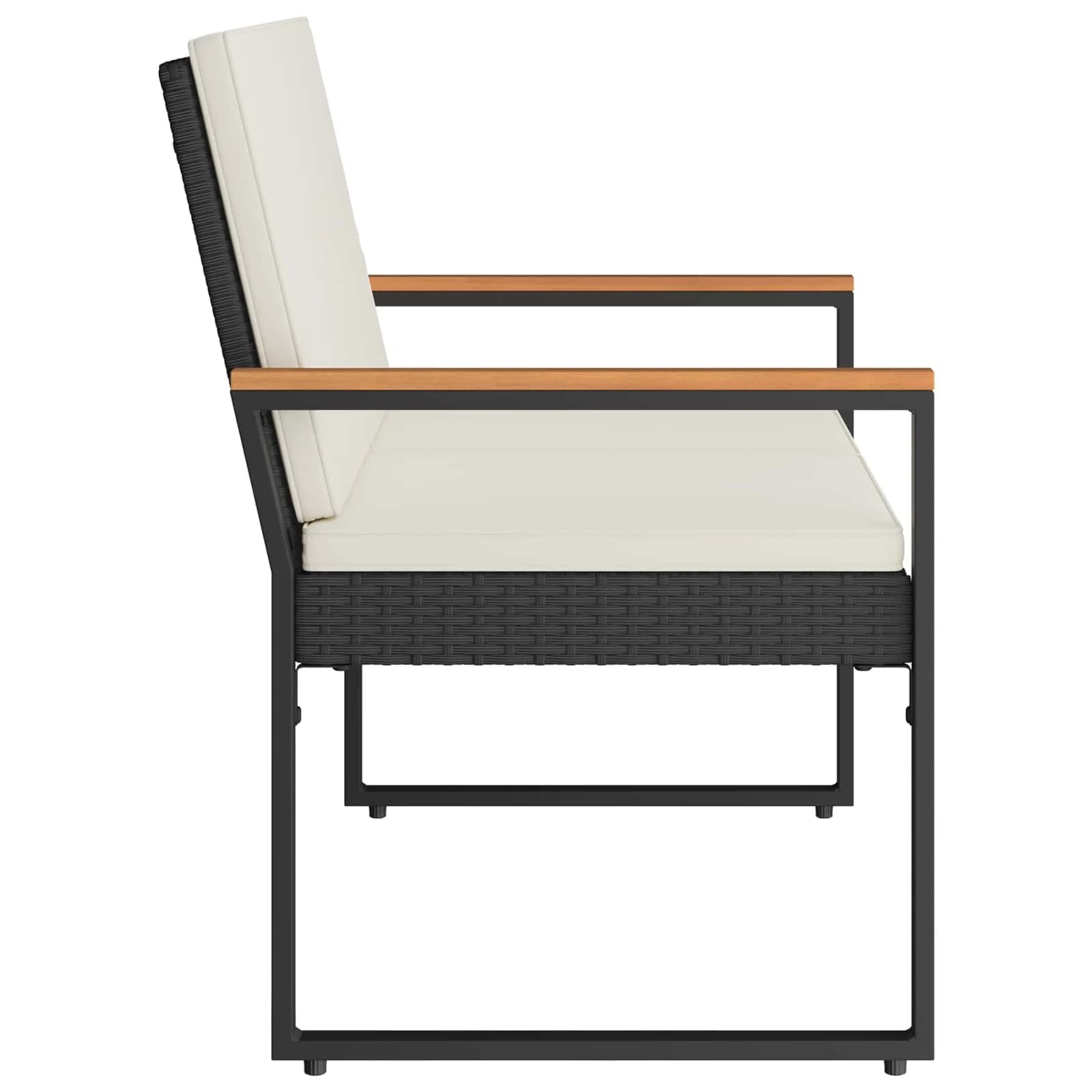 Zunanja klop Črna in krem bela 107 x 61 x 80 cm poli ratan - slika 6