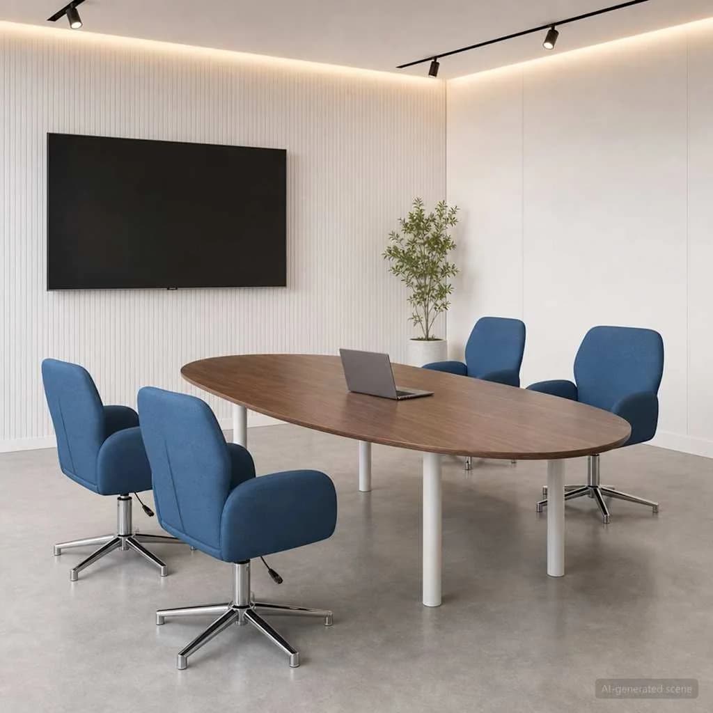 Vrteči pisarniški stoli 4 kos 54 x 58 x 90 cm Modra Blago