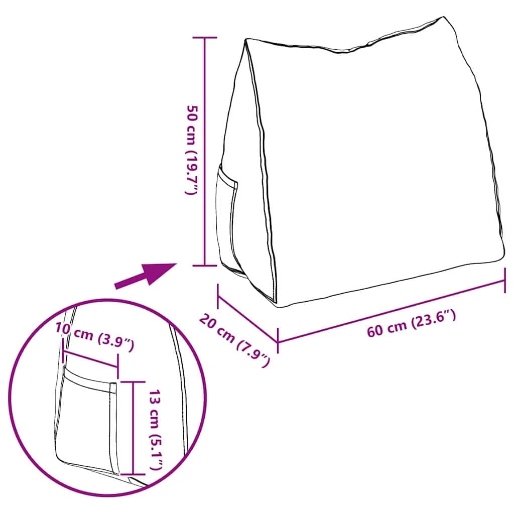 Poglavni vzglavnik Temno siva 60 x 20 x 50 cm blago - slika 11