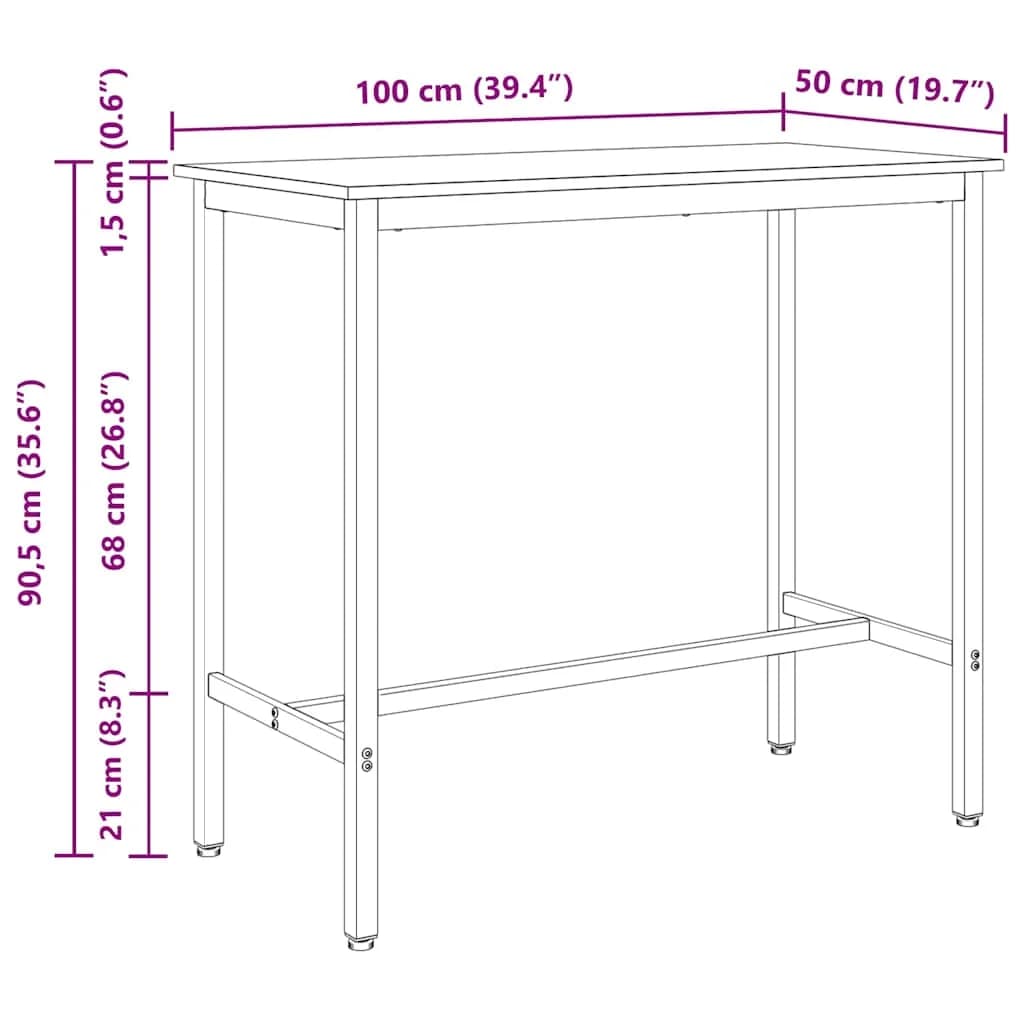 miza Siva Sonoma 100 x 50 x 90,5 cm Inženirski les in jeklo - slika 11