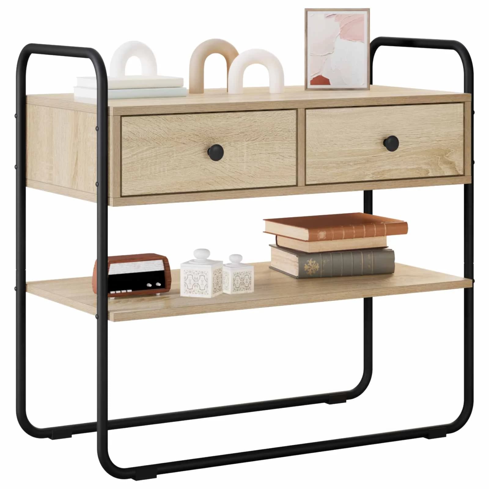 Konzolna miza Sonoma hrast 80 x 40 x 75 cm Inženirski les - slika 3