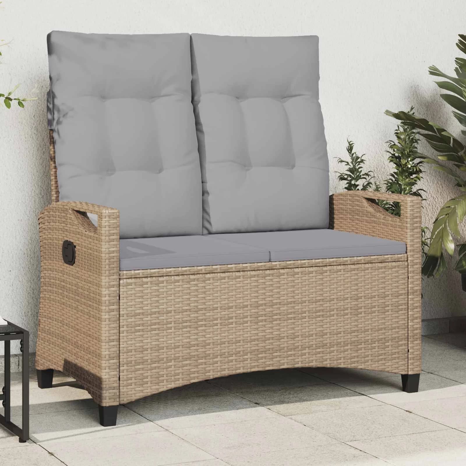 Vrtna klop z blazino Bež in svetlo siva 105 x 60 x 112 cm