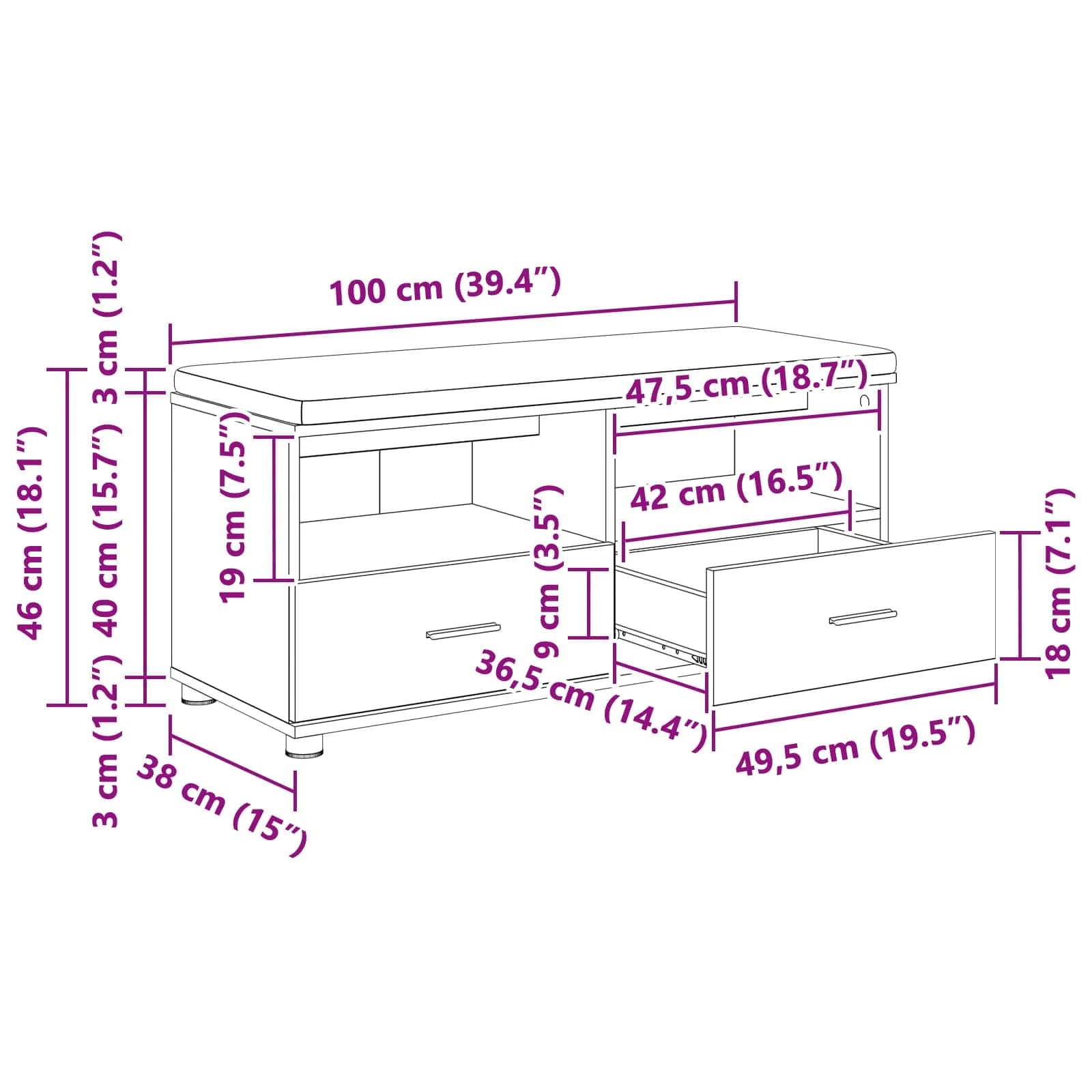 Haldna klop Bela 100 x 38 x 46 cm Oblikovan Les in Tkanina - slika 12